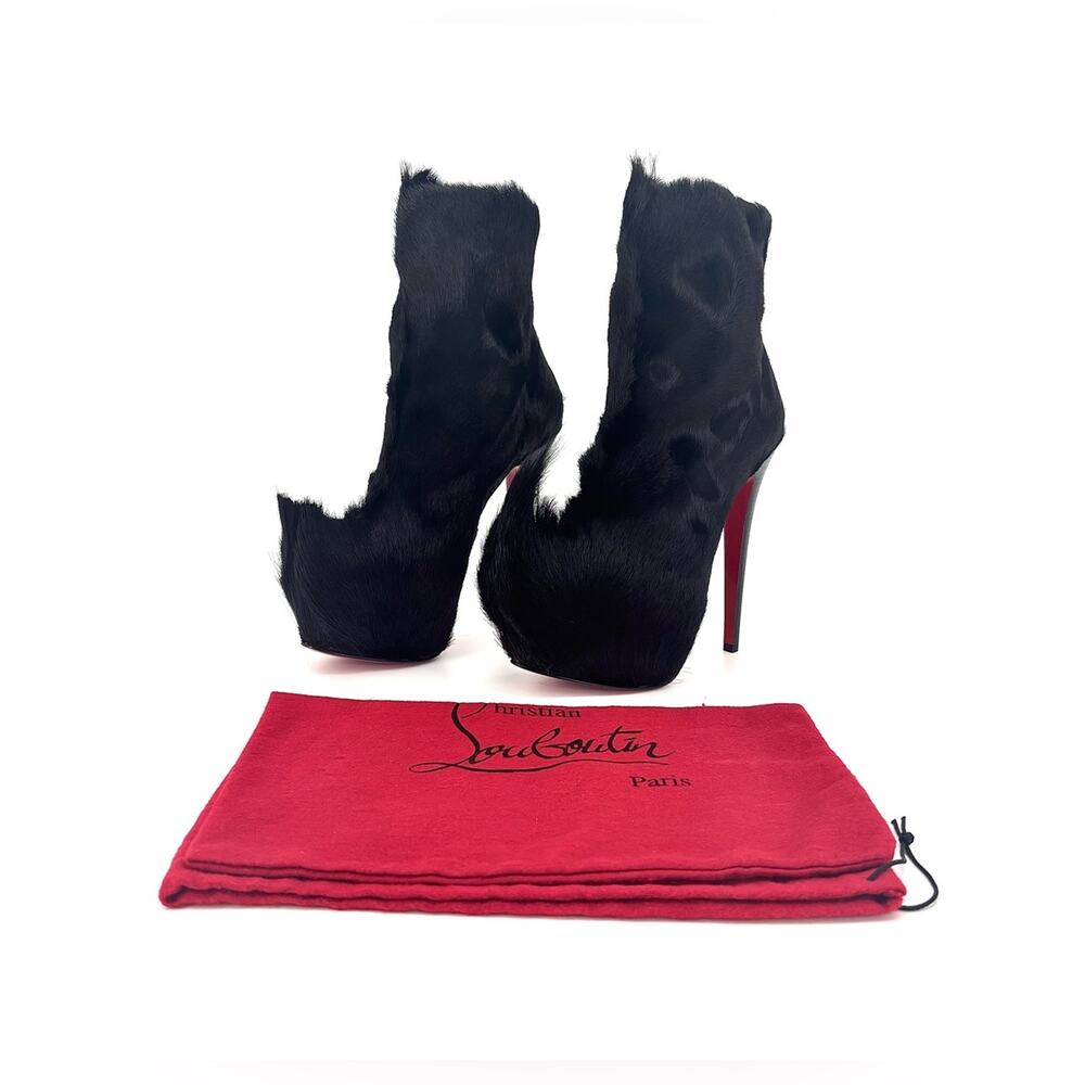 Christian Louboutin A/W 2011 Puck Booty Springbok Fur Platform Ankle Boots 36 - Picture 2 of 11